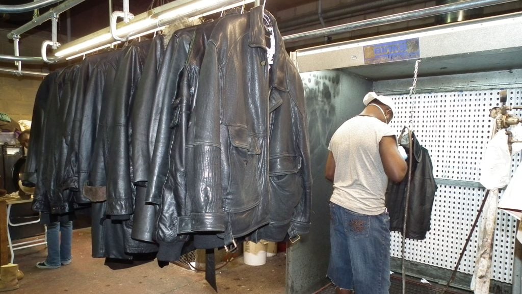 Faux leather jacket repairing facility